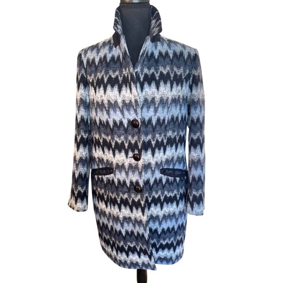 Dolce Vita Jackets & Blazers - Dolce Vita Black Gray Chevron Wool Blazer Coat Jacket L Business City Office